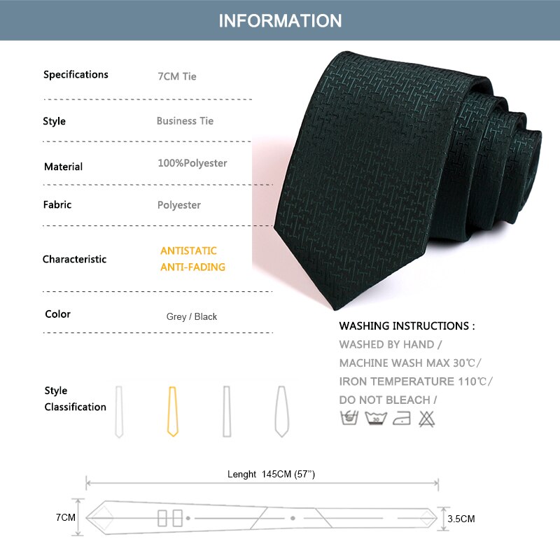 Gentleman Business Neck Tie Dark Green 7CM Tie For Men Business Suit Work Necktie With Box