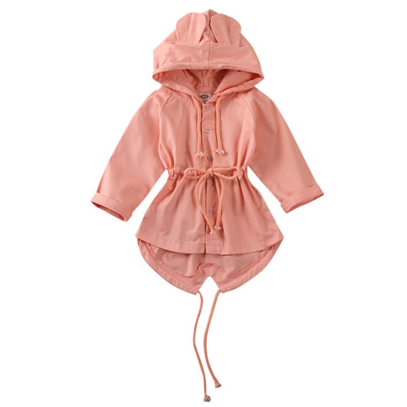 Spring Jackets For Girls Toddler Kids Baby Girls Clothes Children 3D Ear Hoodie Coat Hooded Jacket Outwear Camping Trench Coat: Pink / 24M