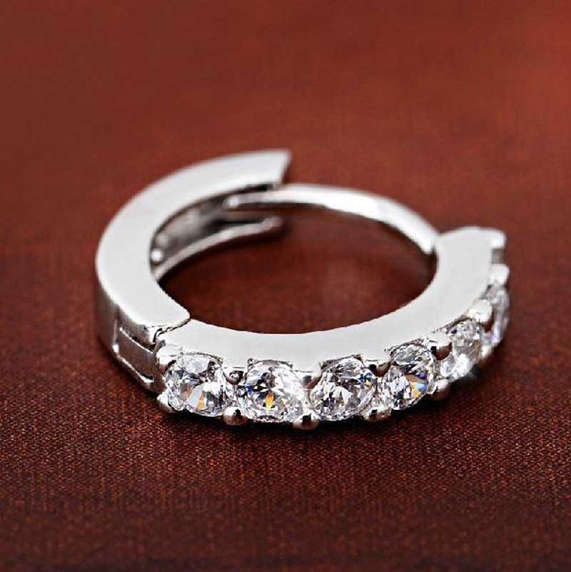 Vrouwen Oorbellen Zilver Ingelegd Steentjes Oorringen Shining Strass Hoepel Oorbellen Sieraden сережки колечки # Z