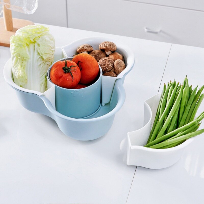 Fregadero de plástico de doble plato para lavar cesta para vegetales plato de fruta fregadero de drenaje de cocina cesta de almacenamiento a
