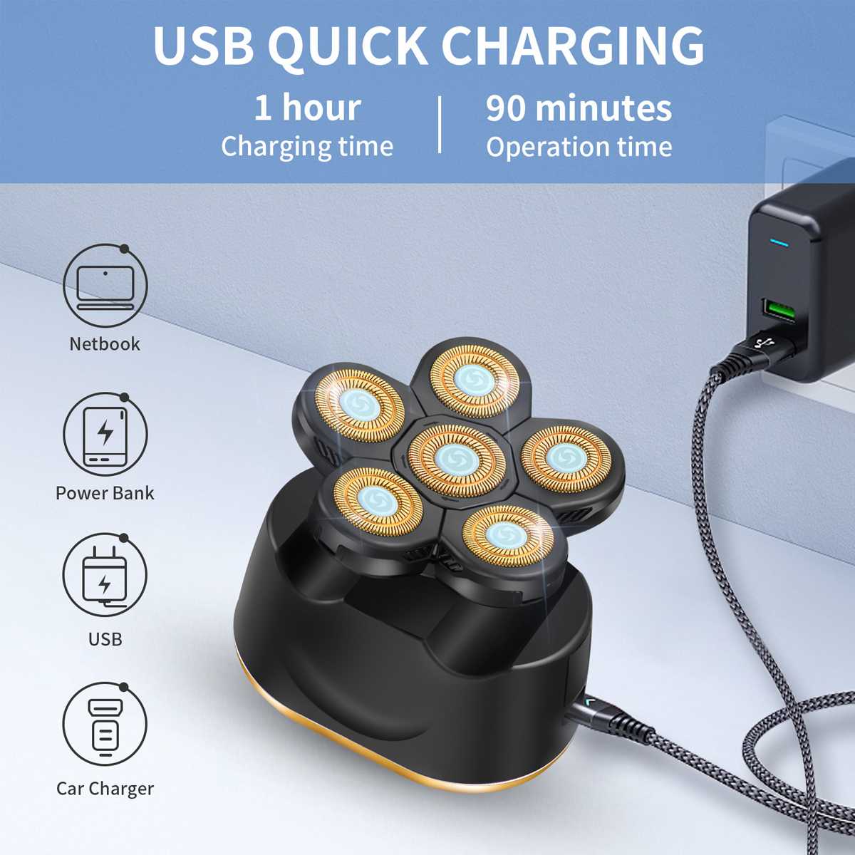 Multi Grooming Kit Digital Display Electric Shaver Hair Trimmer Beard Electric Razor Wet Dry Men Facial&Body Shaving Machine