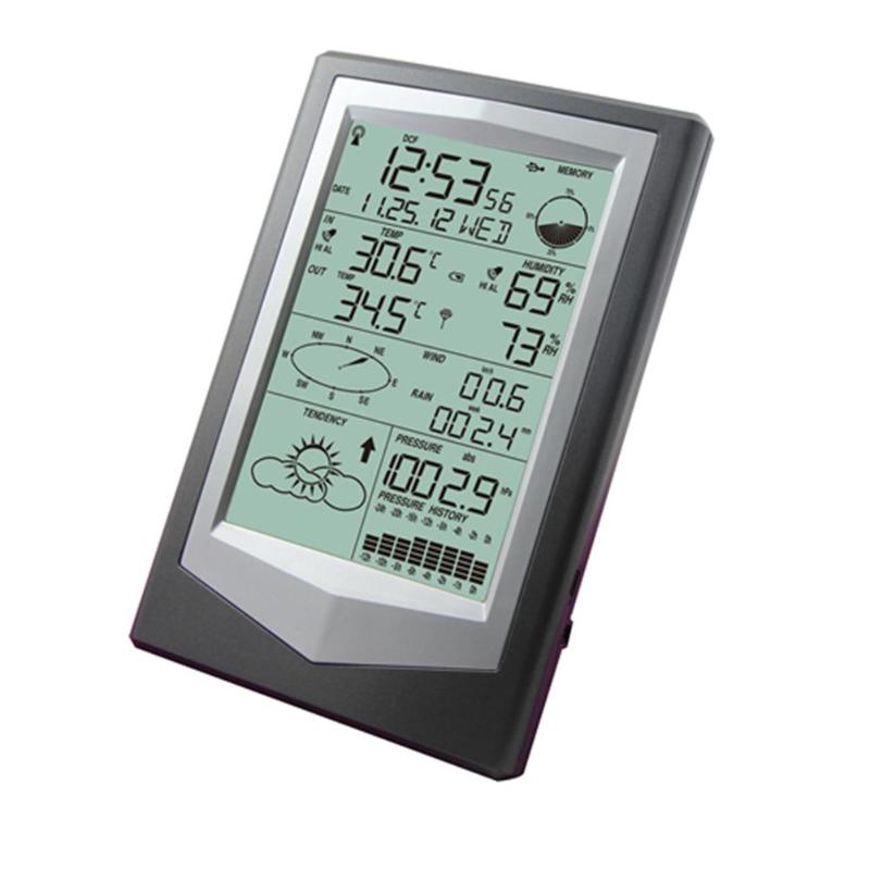 WS0232 Digital 433MHz Wireless Weather Station Clock Wind Speed Direction Sensor Time Zone and Time Alert Settings Detached