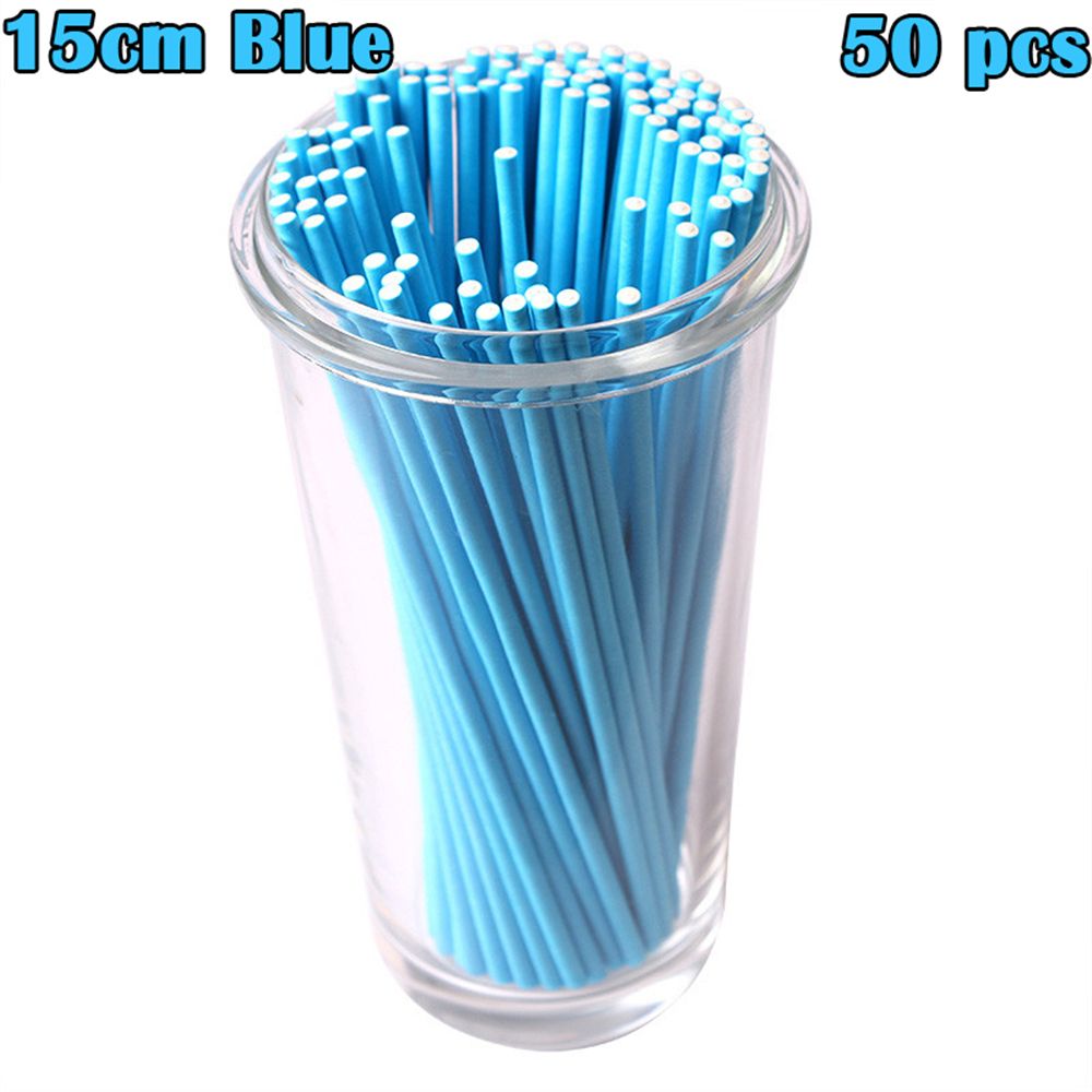 Bâtons couleur bonbon, bricolage, sucre artisanal, ventouses, papier solide, ventouse, 50 pièces/lot, 4 "/6": Blue  15cm