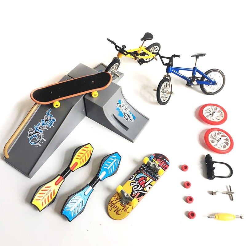 Mini Finger deskorolki Skate części rampy zestaw zabawki pełne rowerowe rowerowe palce skuter dwukołowiec skuter pokładzie Skate zabawki parkowe