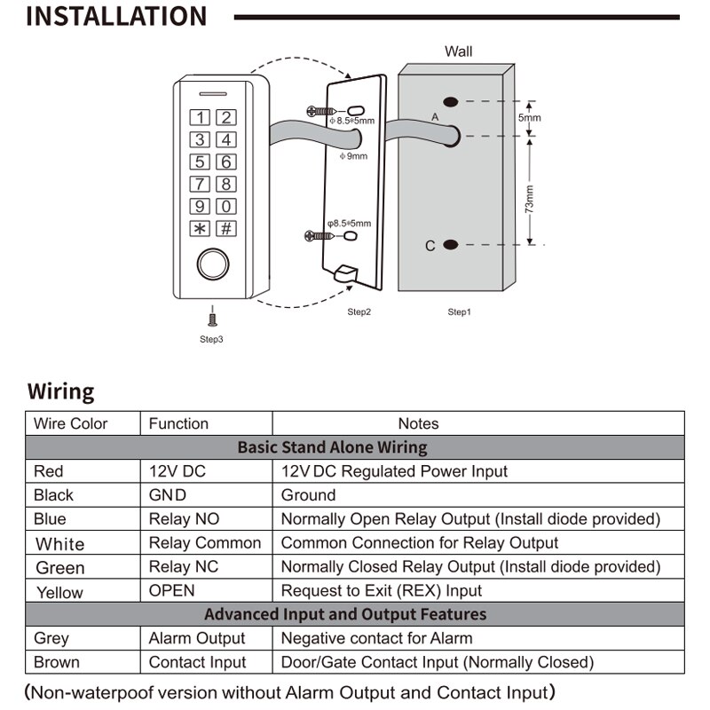 PIN keyless door lock Waterproof Fingerprint Access Control Cheapest Standalone Keypad Finger + password Door Entry M40