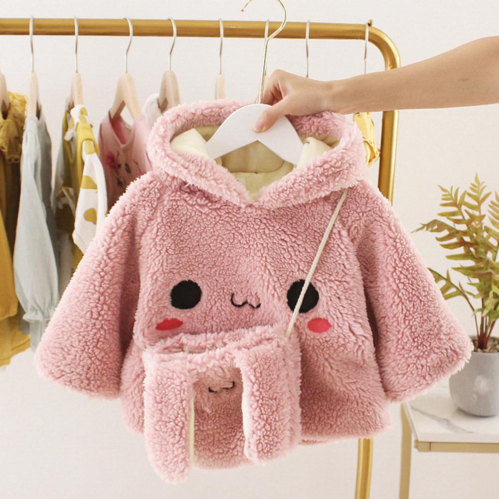 Sweat à capuche en coton pour bébé fille, sweat-shirt à manches longues, vêtements brodés mignons, polaire épais avec sac à bandoulière