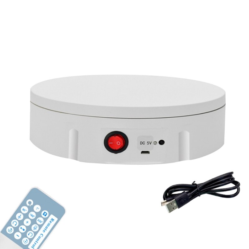 PréSentoir Rotatif Solaire, Plaque Tournante Rotative à 360 ° Avec La LumièRe De LED Pour L'Affichage De Bijoux De TéLéPhone De Montre (Blanc