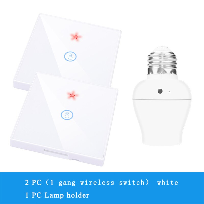 SMATRUL E26 E27 Lamp Holder Bulb Smart Switch Light Touch Wireless 1/2/3 Gang 433Mhz RF Remote Control Wall Panel Home 110V 220V: 08