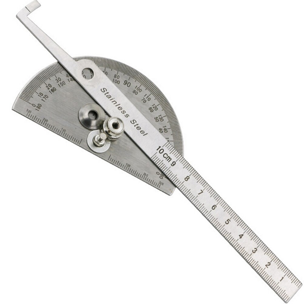 Transportador de acero inoxidable de 10cm, buscador de ángulos de cabeza redonda, regla artesanal, herramienta maquinilla de 0 a 180 grados