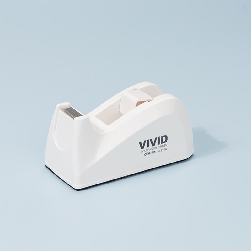 DELI Cute Office Tape Dispenser Plastic Stationery Sealing Tape Cutter Washi Tape Storage Organizer Cutter Office Tape Dispen: White