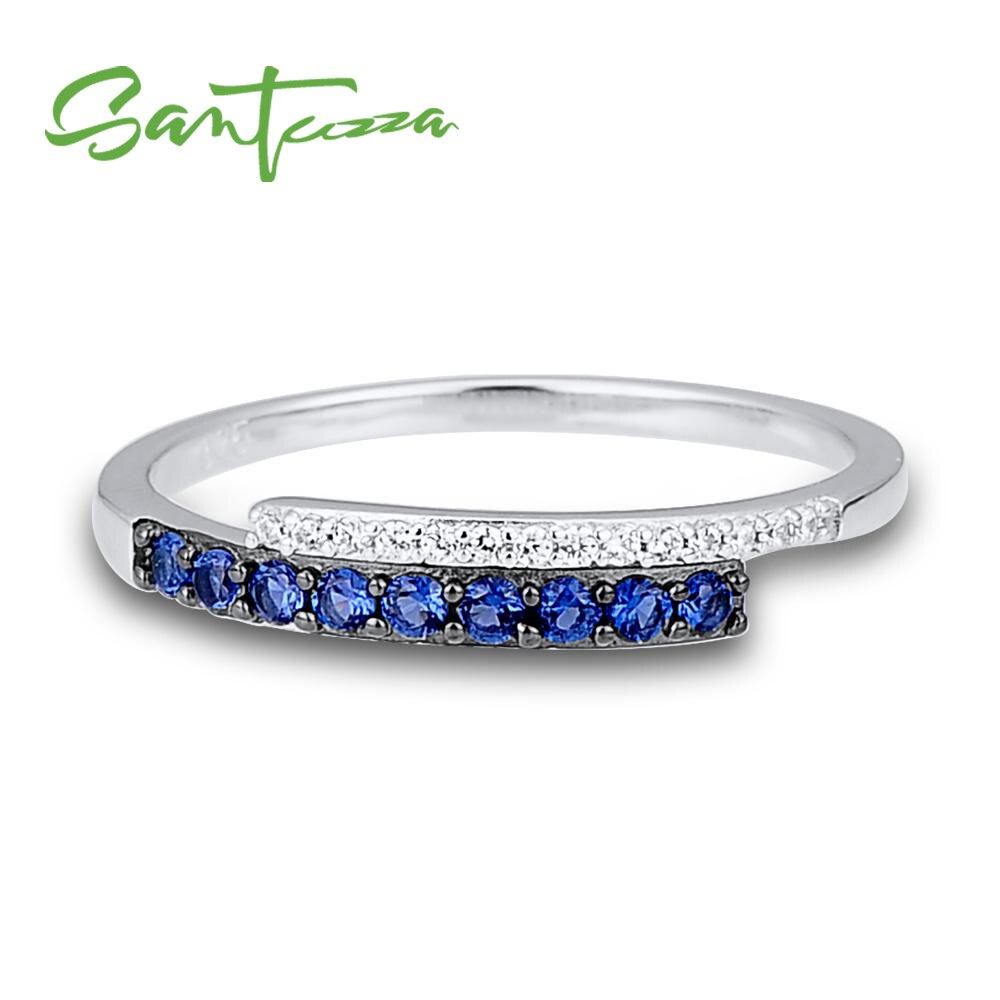SANTUZZA Silver Ring For Women 925 Sterling Silver Round Rings for Women Cubic Zirconia Ringen Party Jewelry