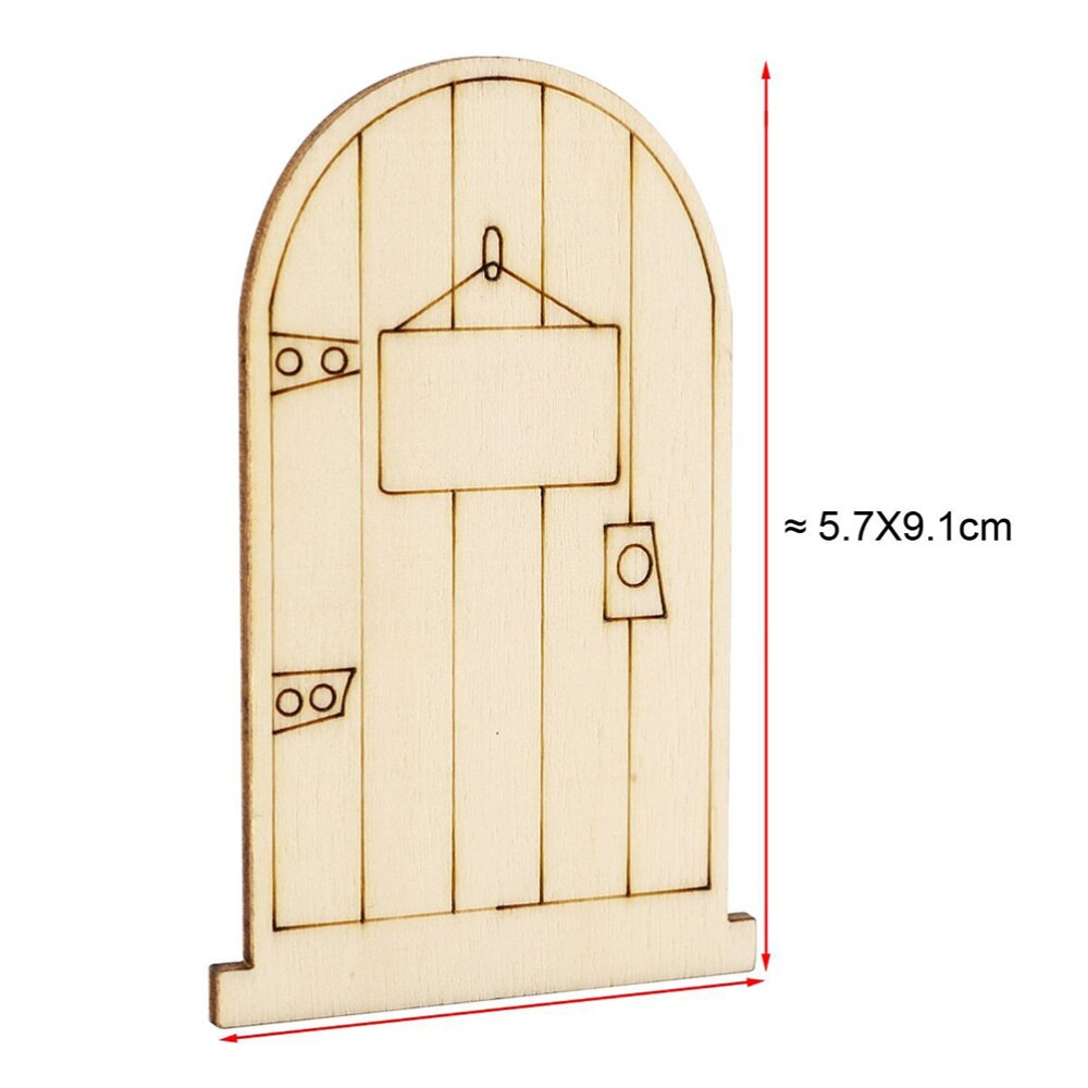 50 stücke Holz Gebühr Türen unbemalt Holz Stück Ornament Ausschnitte Handwerk Nette DIY Plakette Tür Wohnkultur (khaki)