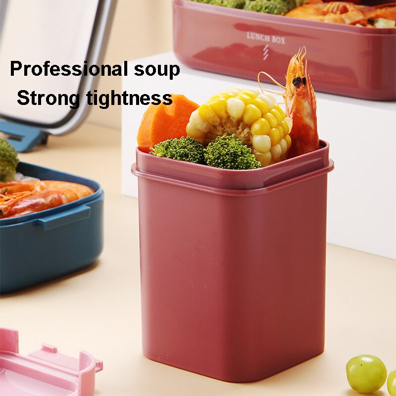 700ML 1400ML Portable Lunch Box 550ML Soup Bucket Single Double Layer Leak-Proof Food Container Children School Office Bento Box