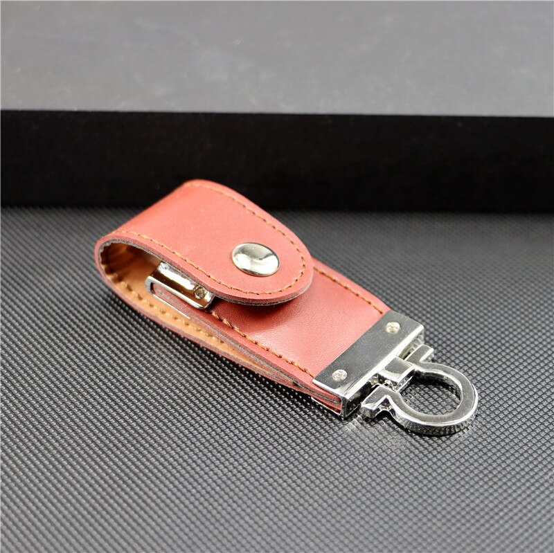 USB flash drive Leather metal keyring Pendrive creativo USB 2.0 32gb 16gb 8gb 4gb