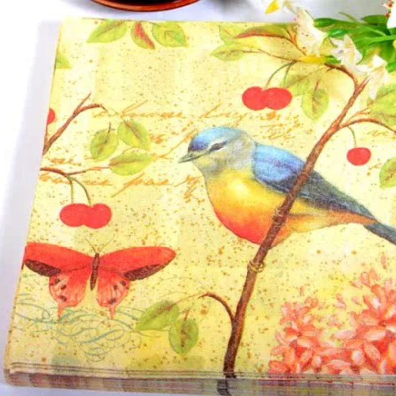 10/20 teile/beutel kreative Serviette drucken bunte Papiers erviette Karikatur Elster Spatz Vogel Hochzeit Mund Stoff Papier Tischset 33cm