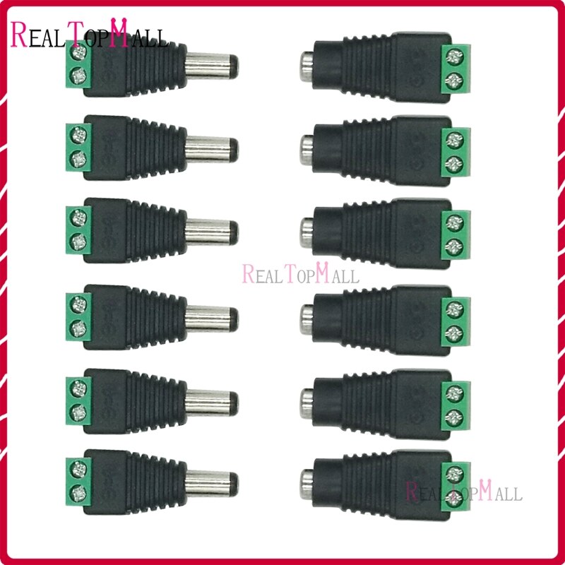 100 stks/pak Vrouwelijke DC Power Adapter Plug 5.5mm x 2.1mm Male Connector Voor CCTV Camera LED Strips
