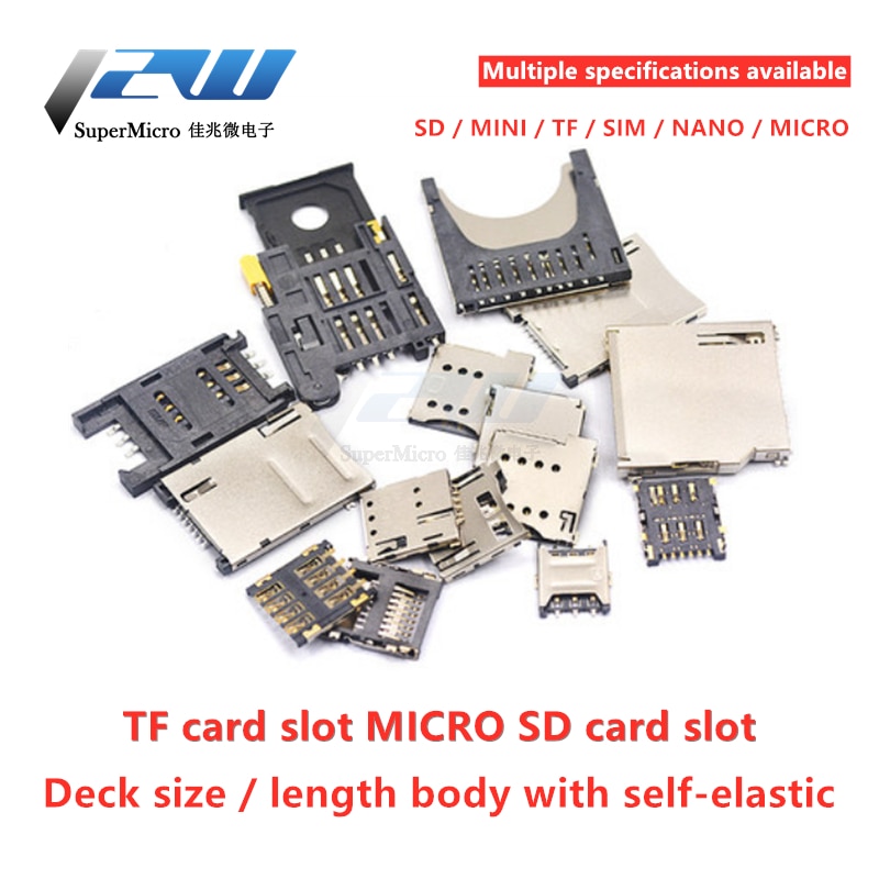 5Pcs Sd/Tf Kaarthouder Card Slot Kaart Lade Size/Lengte Body Met Self-Elastische 2/2