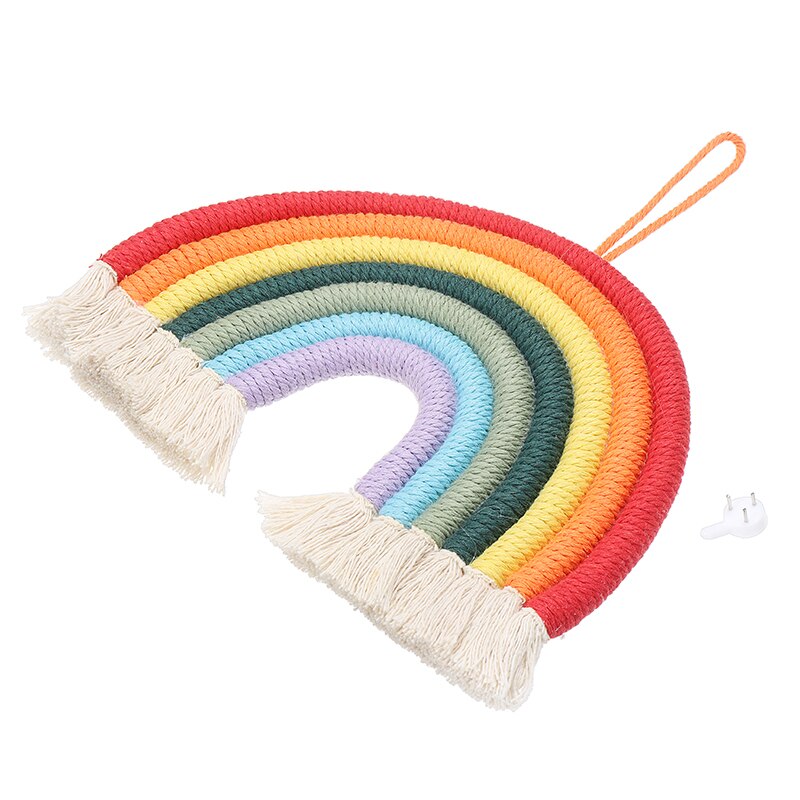 Kleurrijke Regenboog Macrame Tapestry Opknoping Geweven Macrame Tapestry Handgemaakte Woondecoratie Craft Voor Kinderen Room Decor