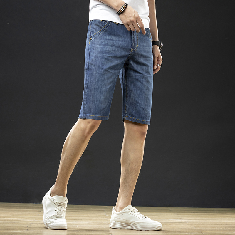 Pantalones cortos de mezclilla azul para hombre, Vaqueros cortos de corte Regular, estilo clásico, informal, de negocios, a la , combinan con todo, ropa de