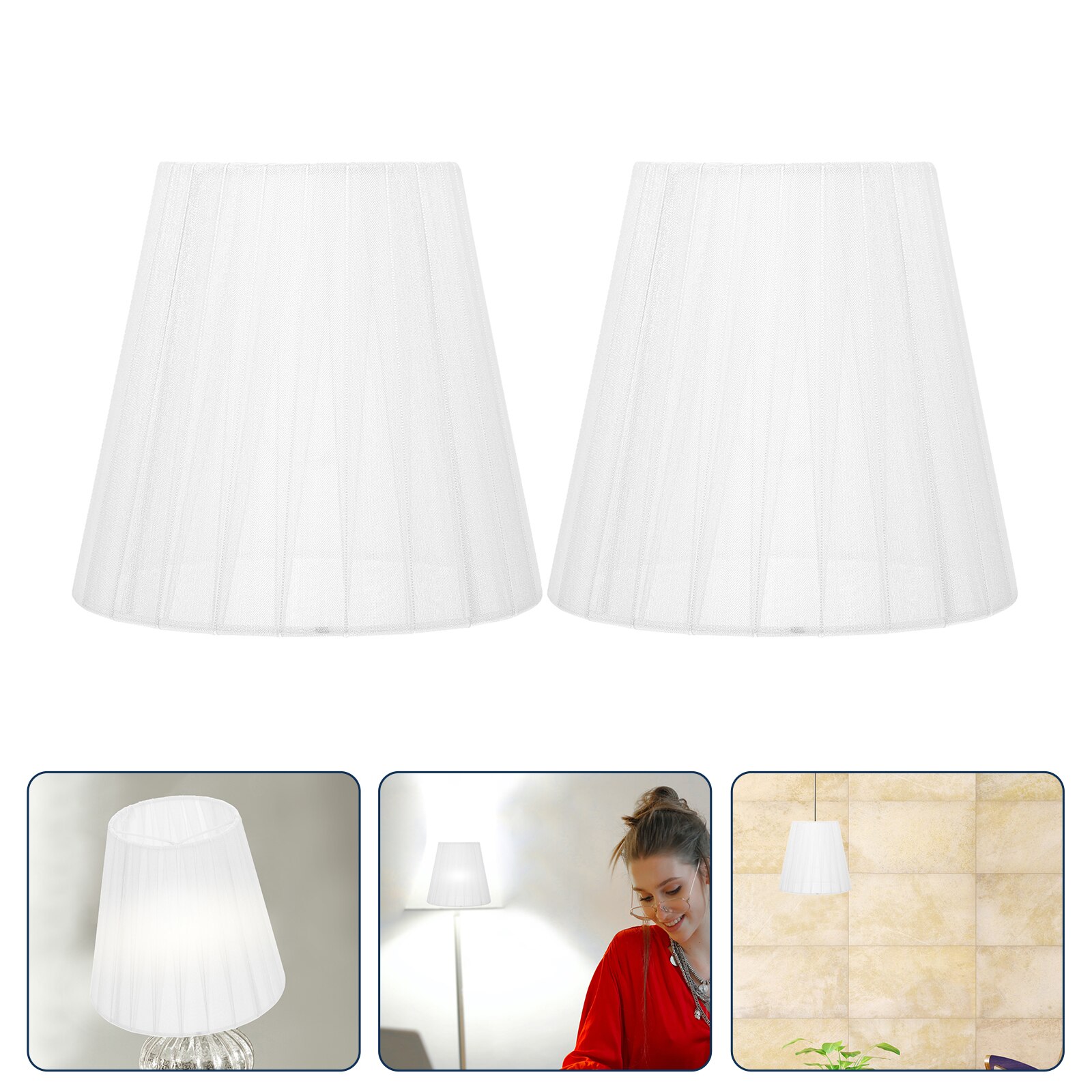 2 Stuks Translucent Gaas Lampenkap Clip-Lamp Licht Cover Creatieve Licht Schaduw: White