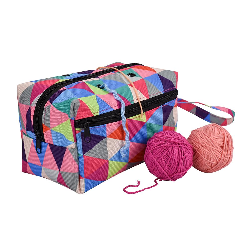Woolen Yarn Storage Bag Round Knitted Wool Bags Oxford Cloth Leaf Print DIY Knitting Sewing Kit Sewing Tools Accessories