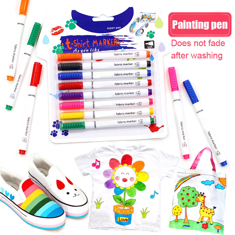 Stof Markers Pennen Permanente Verf Marker Stof Pen 8 Kleuren Art Markers Voor Kleding Canvas T-shirt Schoenen Markers Verf Pennen