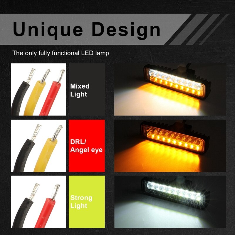 6 pulgadas Barra de luz LED de obra de punto de inundación conducción niebla lámparas de coche SUV Offroad camión