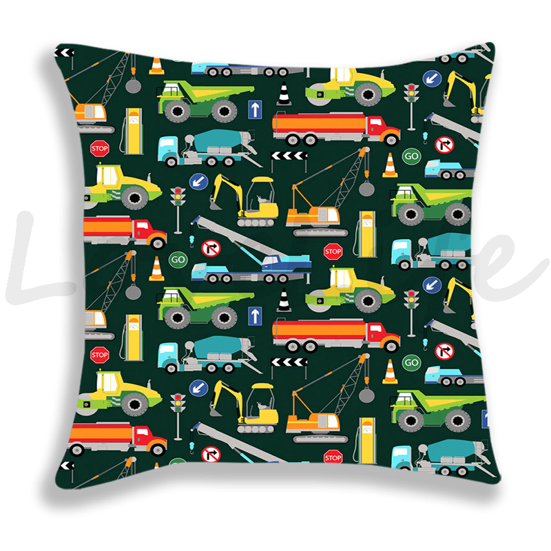 Brandweerwagen/Auto/Graafmachine/Ambulance Print Kussensloop Bank/Slaapkamer Kussenhoes 45*45Cm kussensloop Home Decor Kussensloop Jongens: 14