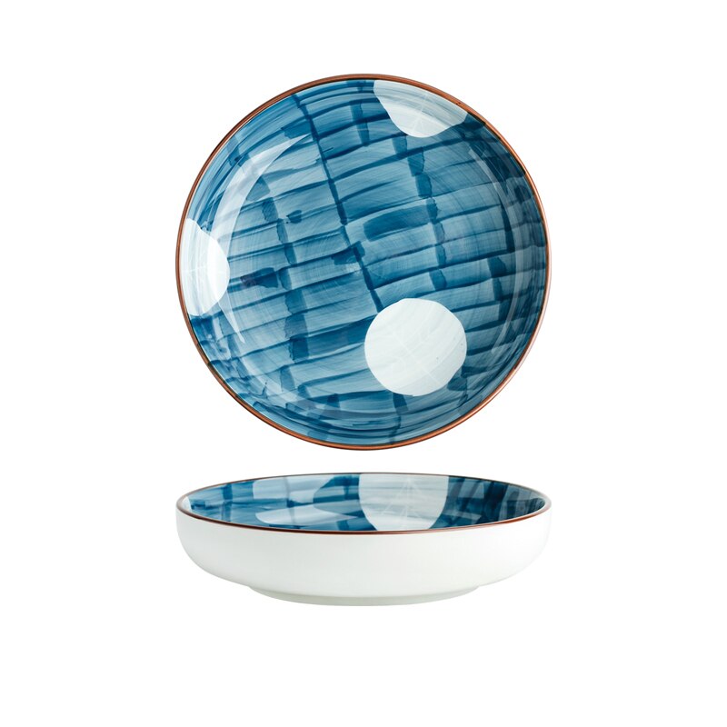 CHANSHOVA 8/10 inches Handmade ceramic bowl Personality Bowl Noodle salad plates Porcelain dining-plates Tableware G210: 2