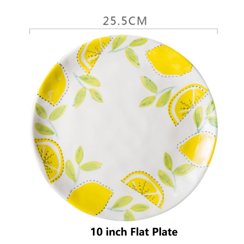 Lemon Pattern Dishes Dishes And Plates Sets Dinner Plates Steak Dish Bone China West Plate Dishes: 10inch Flat Plate