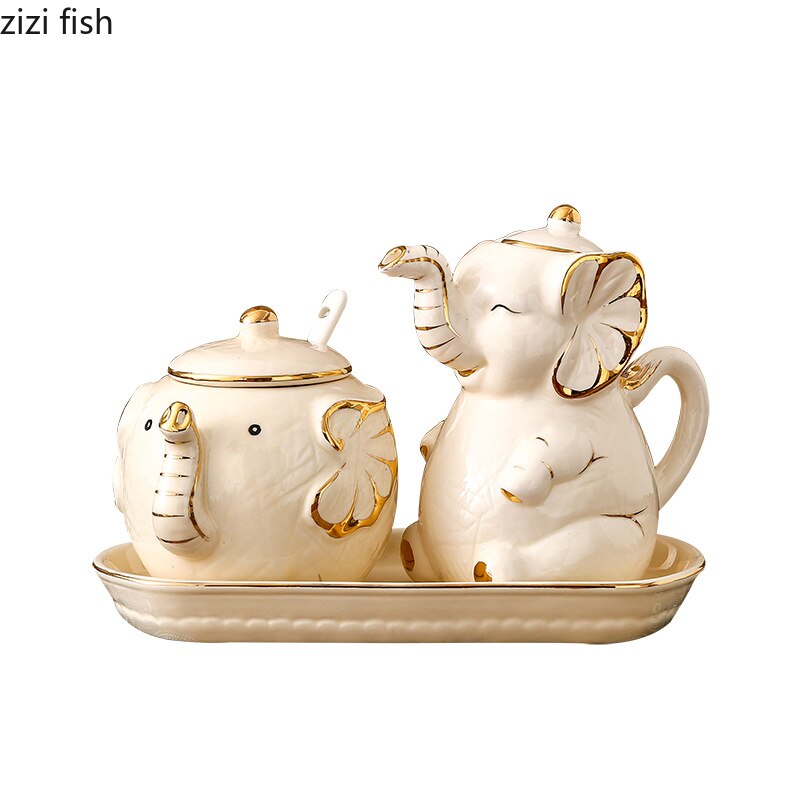 Elefant keramik kryddflaskor kryddburk kryddlåda kök kryddflaska burkar salt peppar spiskummin pulver kryddflaskor