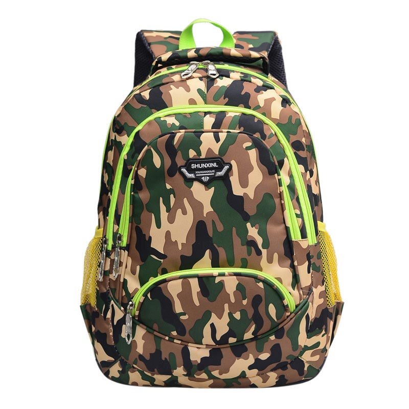 Bambini Sacchetto di Scuola di Nylon Studente Camouflage Ortopedico Da Viaggio Zainetto Alunni Zaino Adolescente Ragazzi Primaria Mochila Bookbag: green