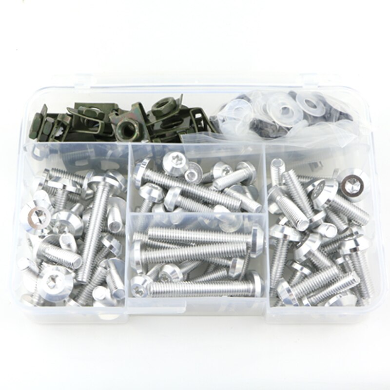 Idéal pour BMW R1150R R1200R R1200RS R1250RT R1200RT R1200ST R1200GS LC/ADV moto CNC en aluminium complet carénage boulons Kit vis: Silver