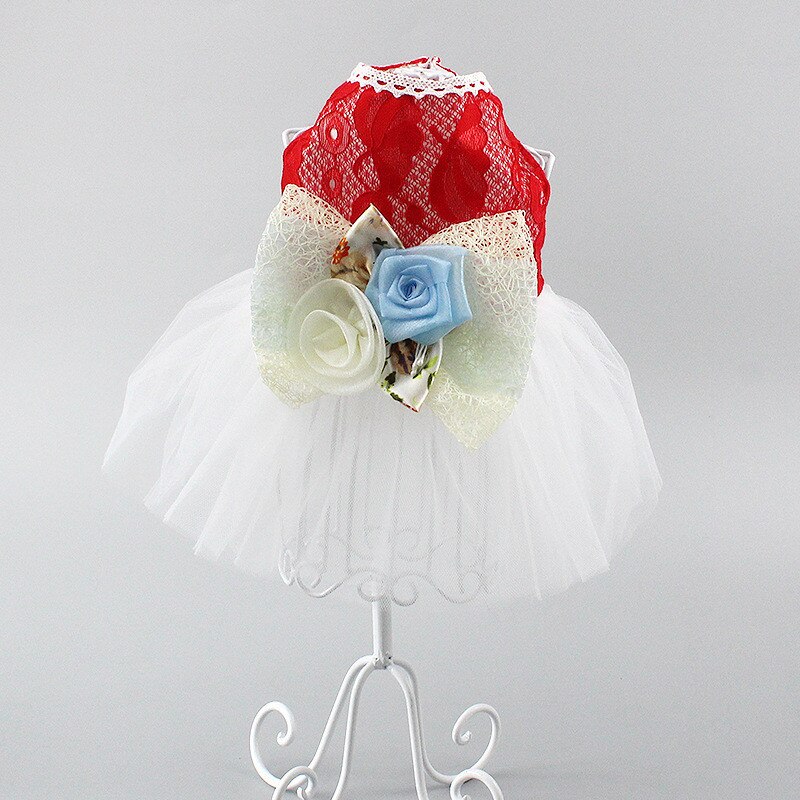 Doux chien robe de mariée jupe été robes pour animaux de compagnie pour petits chiens chiot chat vêtements Chihuahua Shih Tzu vêtements ubranka dla psa: Red / XL