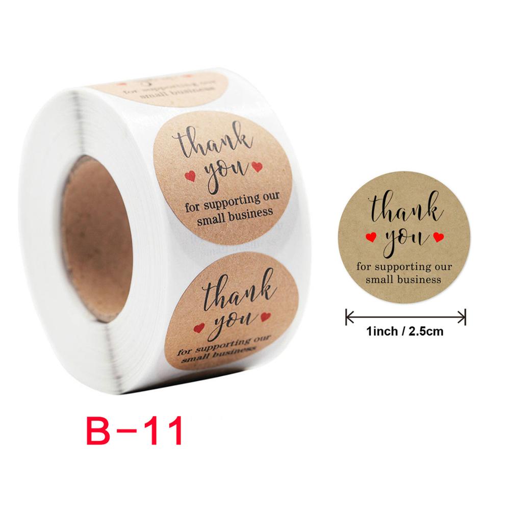 Thank You Stickers 500-Count Gracias Sticker Seal Label Kraft Paper Heart Sticker ,for Craft Project Favor Event Business: B-11