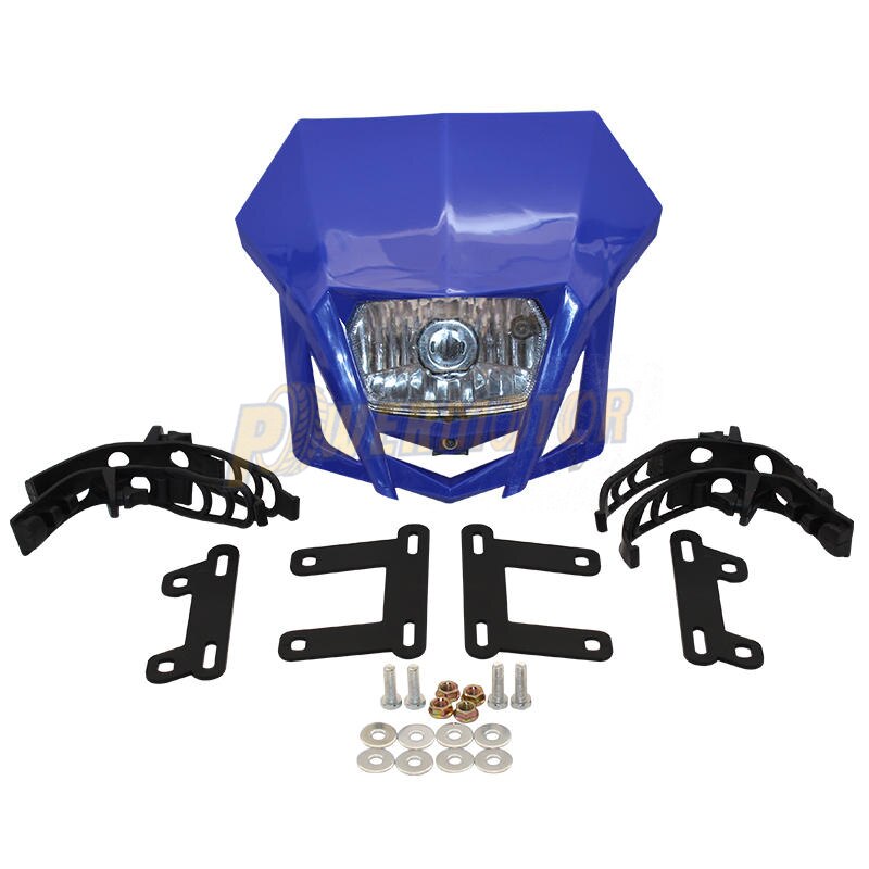 Motorrad Scheinwerfer Verkleidung Universal- Dual Sport Motorrad Scheinwerfer Schmutz Fahrrad Kopf Lampe Moto-Cross für HONDA XR CRF 150 230: Blau