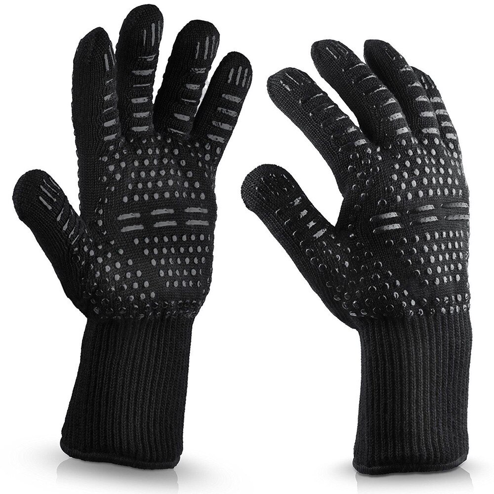 40@ Bbq Grilling Cooking Gloves Extreme Heat Resistant Oven Welding Gloves Kitchen Barbecue Glove: H