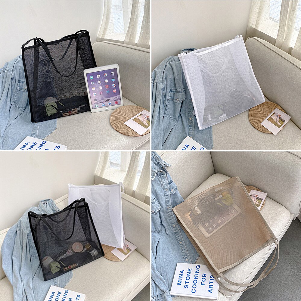 Vrouwen Reizen Wassen Mesh Handtas Zomer Toilettas Boodschappentas Tote Bag Organizer Pouch Make-Up Transparante Zak