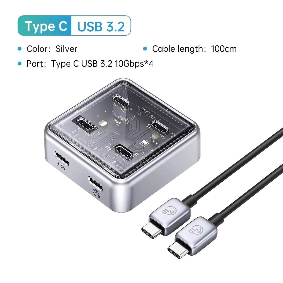 ORICO USB3.2 dla wszystkich Macbook Mac Mini Hub Splitter Materiał metalowy Hub USB 10 Gb/s z 2 portami USB A i 2 portami USB C: BRĄZOWA