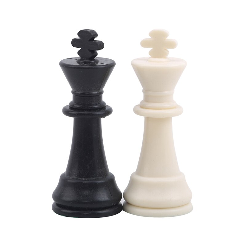 Plastic Chess Pieces Complete Chessmen International Word Chess Set Black & White Chess Piece Entertainment Accessories: Default Title