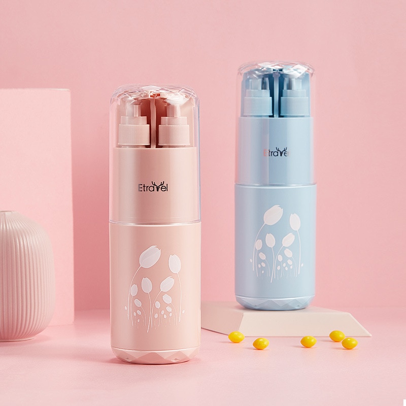 Draagbare tandenborstelbeker 5 in 1 wasbeurten opbergdoos tandenborstel tandpasta douchegel shampoo dispensers reiswasset container