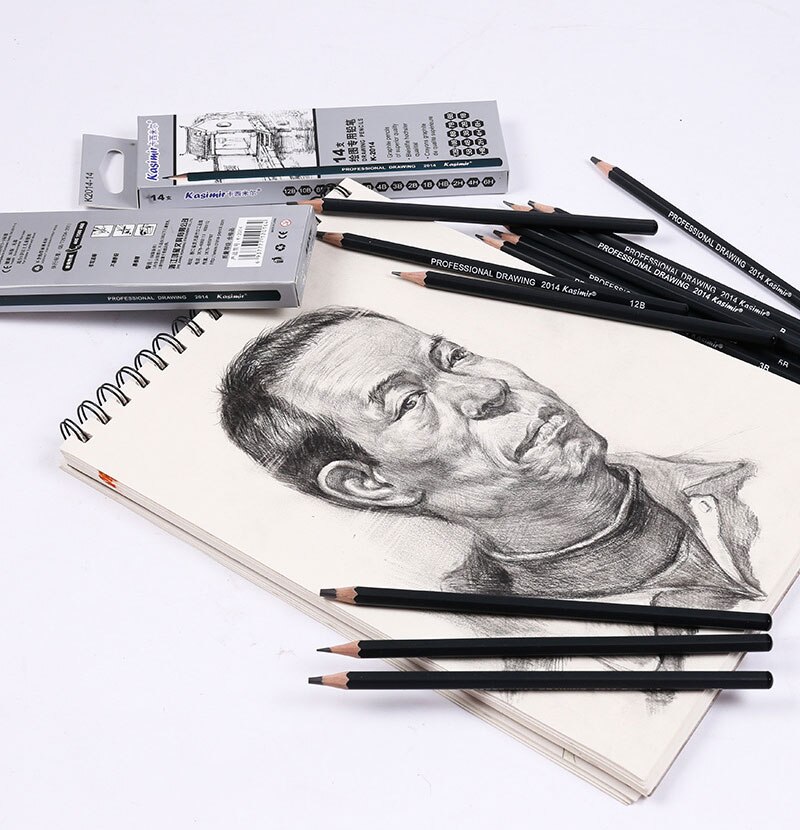 14 stk/sett tegneblyantsett kunstner tegneblyant 6h/4h/2h/ hb/b /2b/3b/4b/5b/6b/7b/8b/10/12b