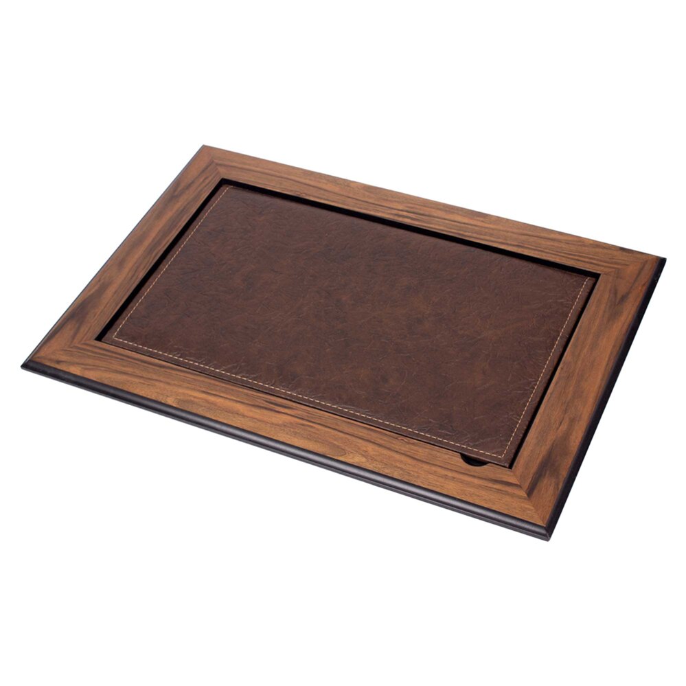 Leather&Wood Desk Pad With Cover For Desk Sets (Desk Organizer Office Accessories): Brown Walnut