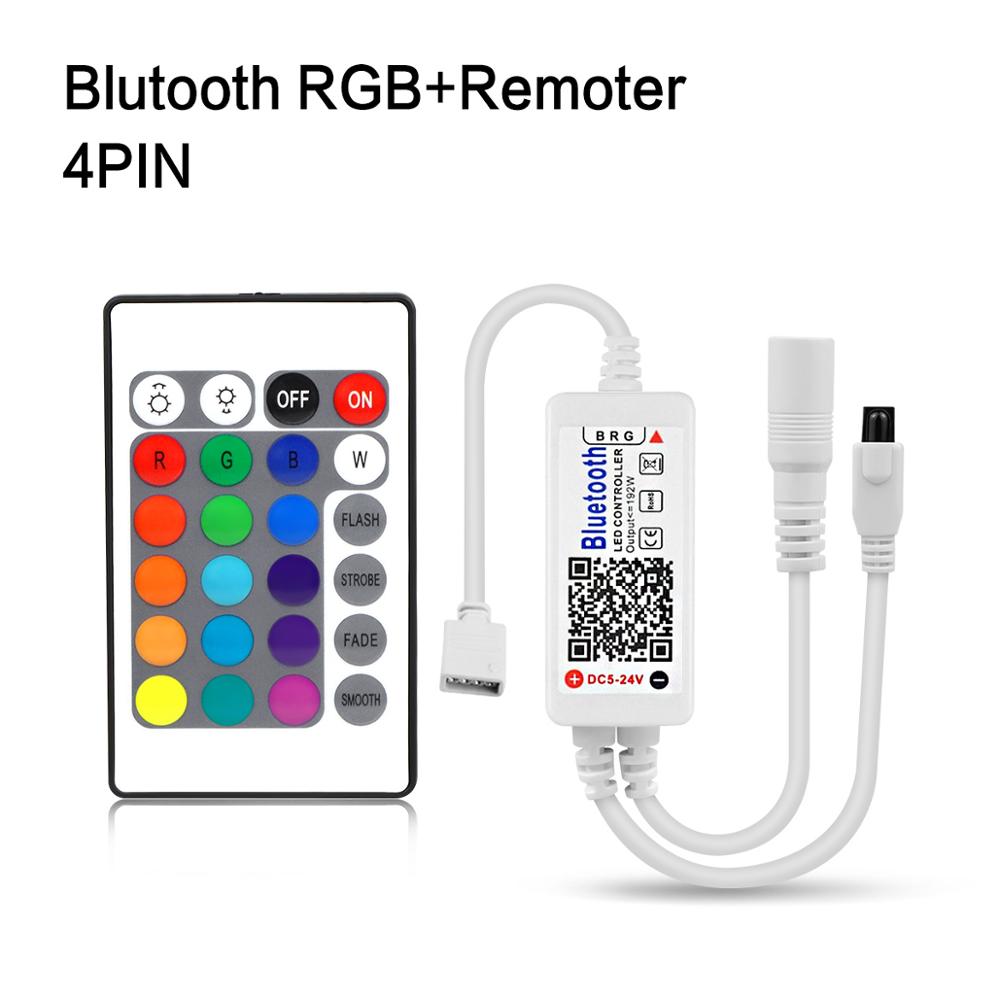 Dc5v 12v 24v bluetooth wifi rgb controller tuya/smart life app kontrol rgb/rgbw/rgb+cct fjernbetjening til smd 5050 led strip lys: Bluetooth rgb ir