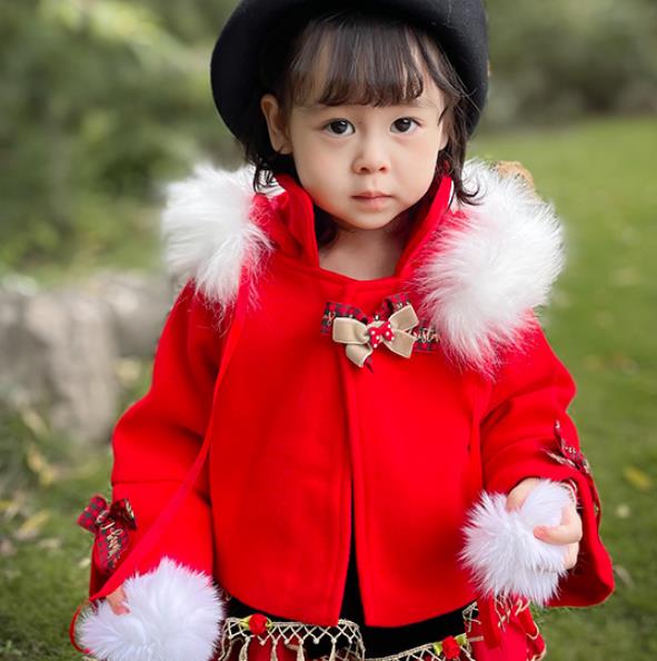 Spaans Meisjes Kerst Rode Jas Meisjes Warm Prinses Wollen Jas Meisjes Katoen Lolita Cloack Baby Meisje Winter