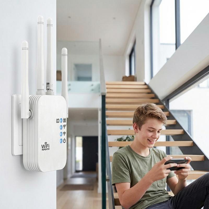 Wifi-signaalversterker met groot bereik en bekabelde verbinding voor een stabiele signaalversterker voor thuis, slaapkamer en kantoor.