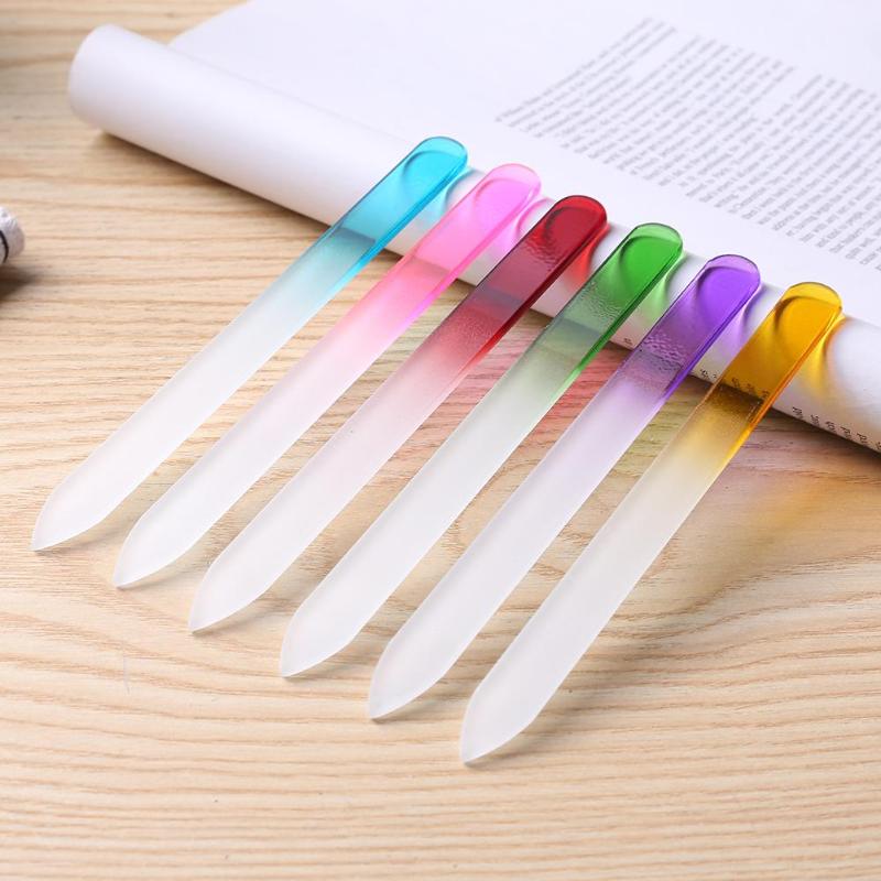 6pcs Colorful Crystal Glass Nail Art Files Polishing Grinding Manicure Pedicure Nail Salon Tools Nail Files With Storage Case