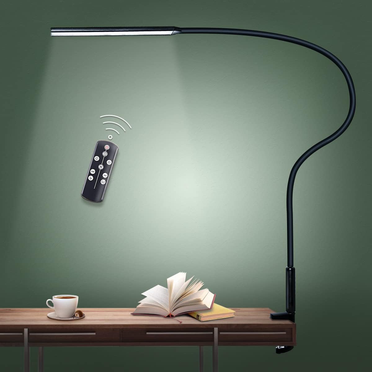 Lampada da scrivania a LED Braccio oscillante alimentato tramite USB Morsetto flessibile a collo di cigno Luce da architetto dimmerabile con 3 modalità colore per leggere e lavorare: Grigio