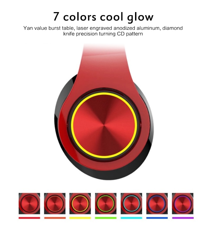 B39 Lichtgevende Head-Mounted Draadloze Bluetooth Headset 5.0 Hoofdtelefoon Zware Bas Surround Stereo Kleurrijke Led-verlichting Outdoor Sport