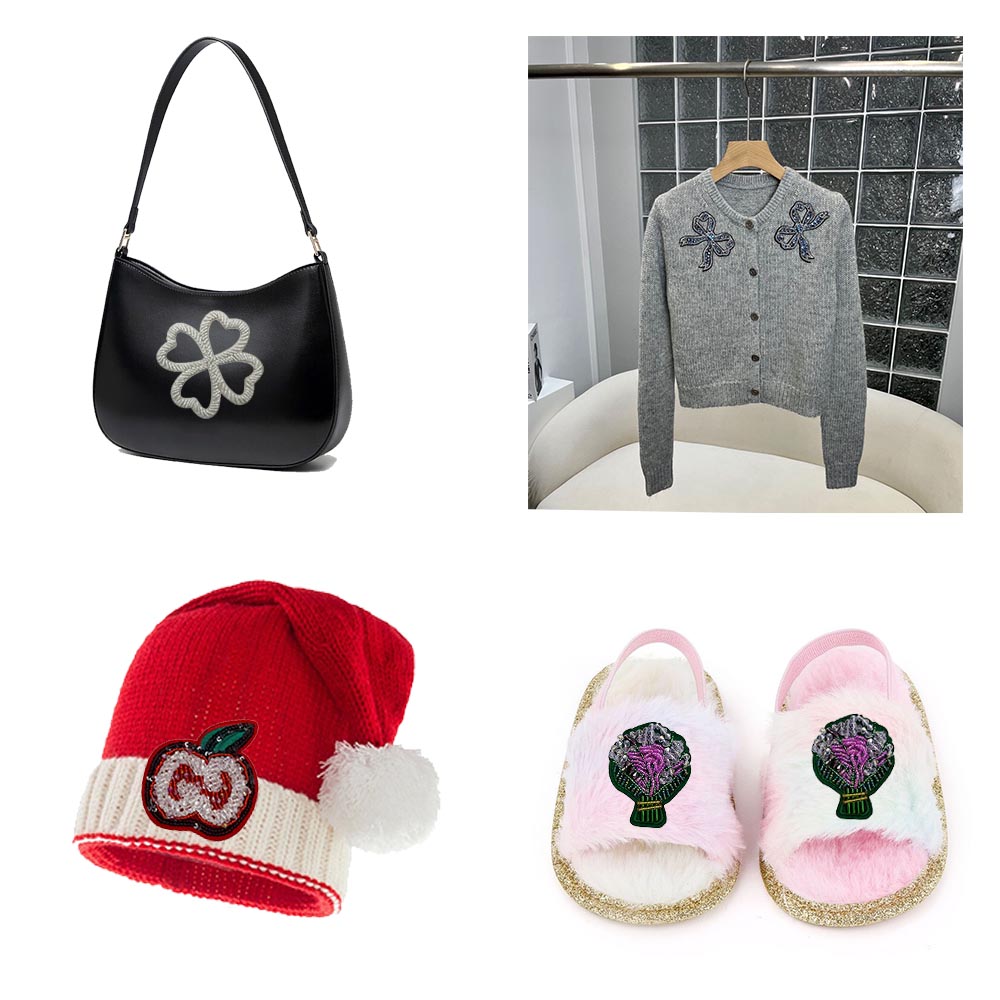 Handgemaakt, kokospalmen, zeepaardjes, dolfijnen, kleding naaien, kleding decoratie, schoenen, tassen, hoed decoratie patches